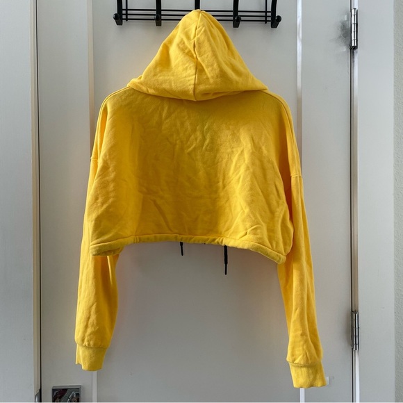 Lazy Oaf Yellow Cropped Hoodie Size SM - Picture 4 of 9